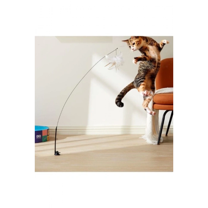 Vantuzlu Tüylü Zilli Kedi Oyun Oltası