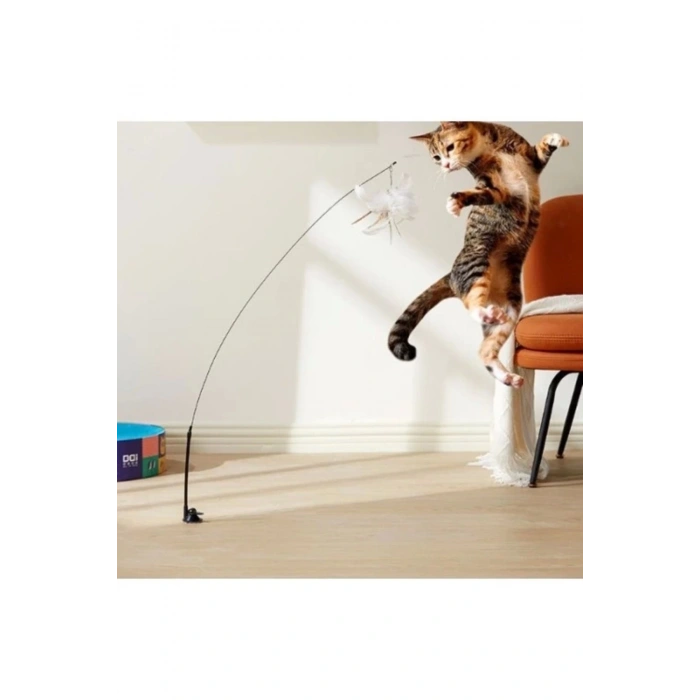 Vantuzlu Tüylü Zilli Kedi Oyun Oltası