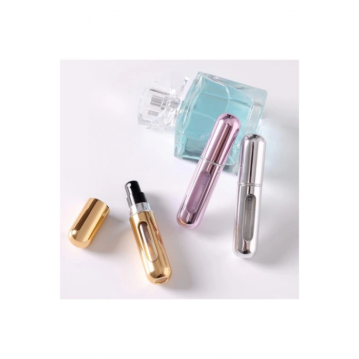 3 Adet Taşınabilir Doldurulabilir Cep Parfüm Şisesi GÜMÜŞ- LACİVERT - SİYAH Kombin