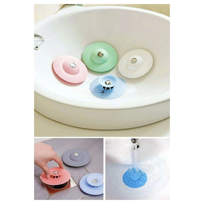 Süzgeçli Silikon Lavabo ve Küvet Tıkacı Tıpası