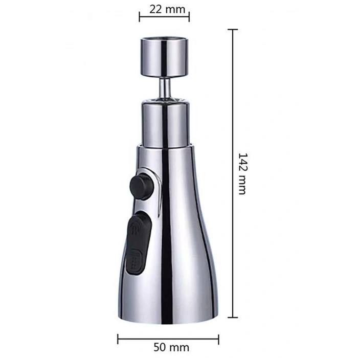 Main Shop 3 Fonksiyonlu Metalik Musluk Başlığı Paslanmaz Metalik Musluk Başlığı Oynar Başlıklı M-118