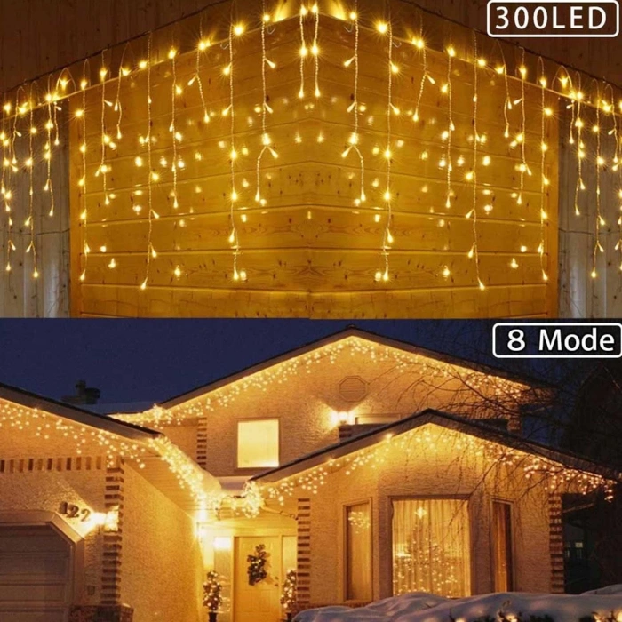 8 Fonksiyonlu 16 Saçaklı Perde Led 3 x 1 (Günışığı) (5250)