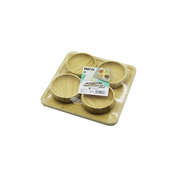 AHŞAP BAMBU 5PCS  ÇEREZLİK - LOKUMLUK KASE SETİ 22X22CM (5250)