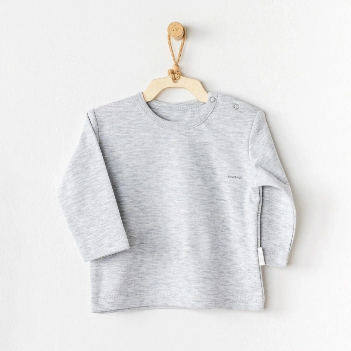 Andywawa AC24437 Bebek Basic Tshırt Grey Melange