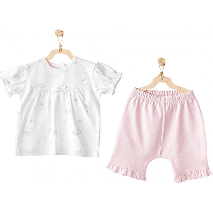 Andywawa AC25631 Cuddly Bunny Bear 2Li Bebe Takım Pink