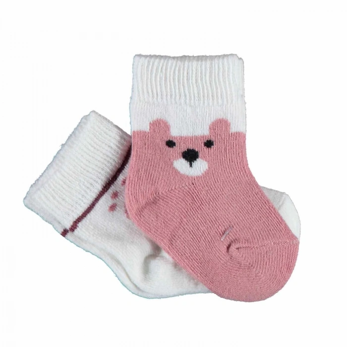 Bibaby Biorganic Happy Bear 2Li Çorap 68413 Gül Kurusu