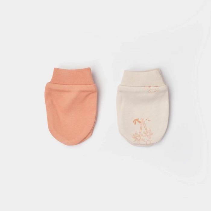 Bibaby Biorganic Hello Safari 2Li Bebek Eldiven 72224 Ekru Kiremit