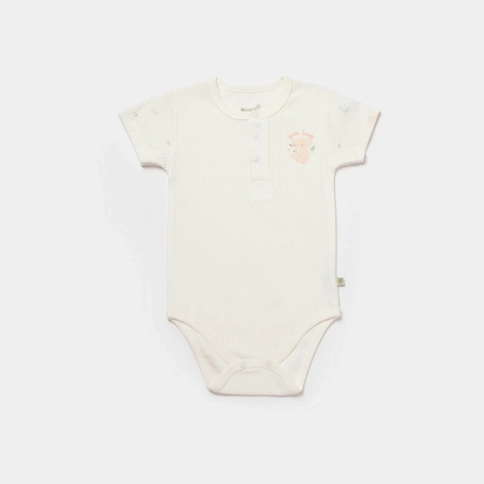 Bibaby Biorganic Koala Jungle Kısa Kol Bebek Body 56972 Pembe