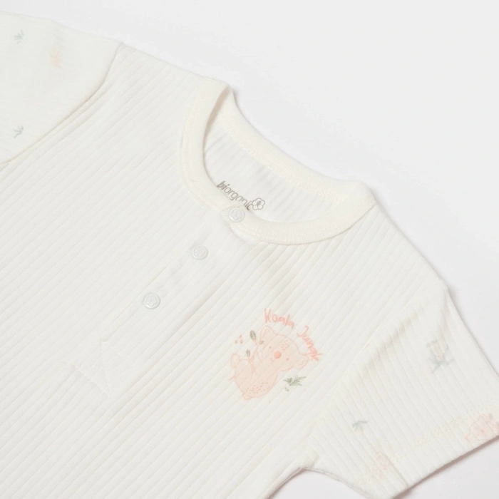 Bibaby Biorganic Koala Jungle Kısa Kol Bebek Body 56972 Pembe