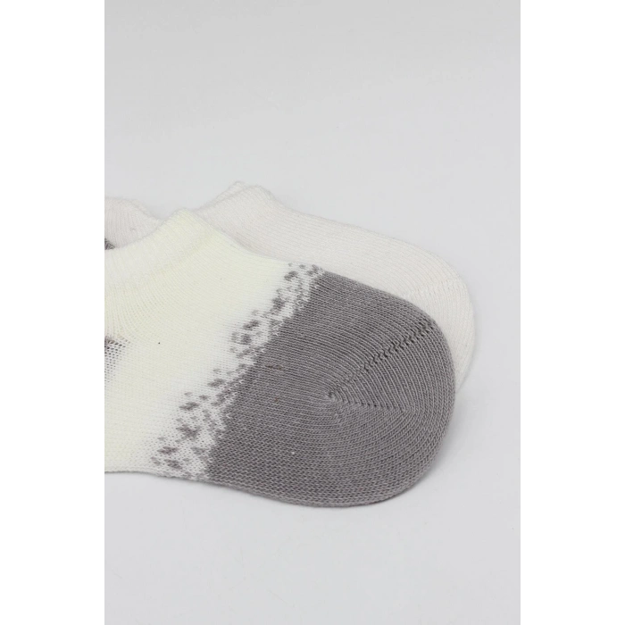 Bistyle 2Li Penye Sneakers Çorap BS20105 Ekru Gri