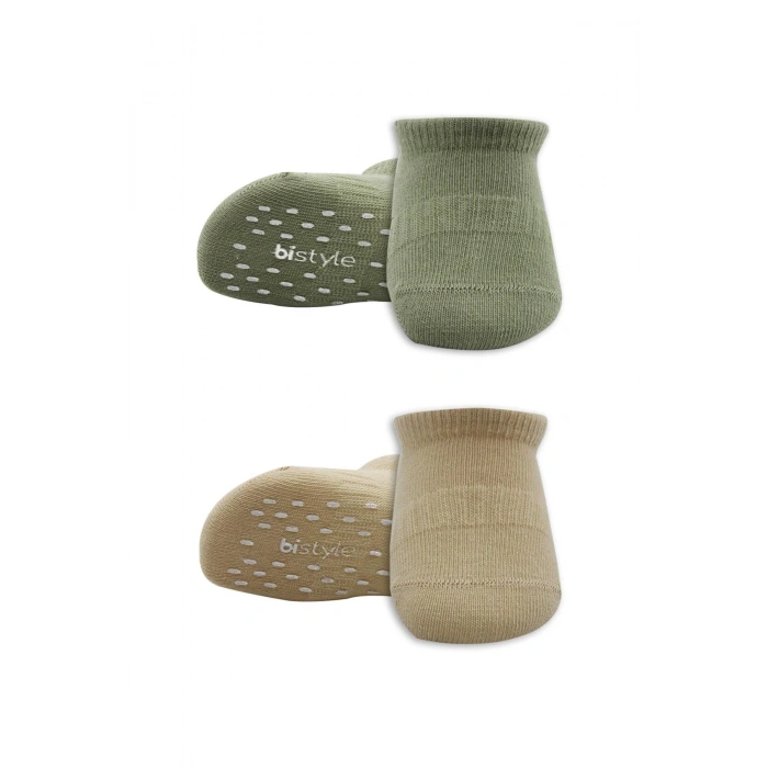 Bistyle 2Li Sneakers Kaymaz Colours Penye Çorap BS20104 Nil Bej