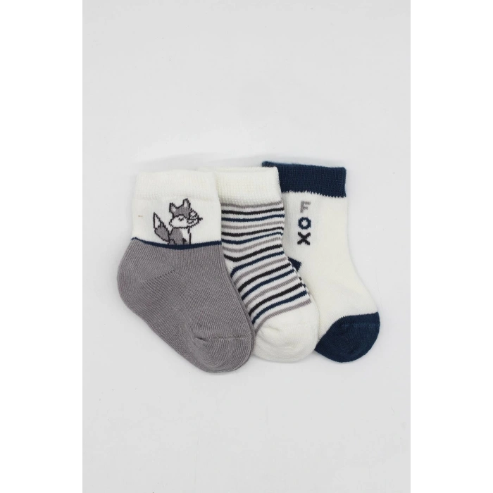 Bistyle 3Lü Penye Soket Çorap BS10109 Gri