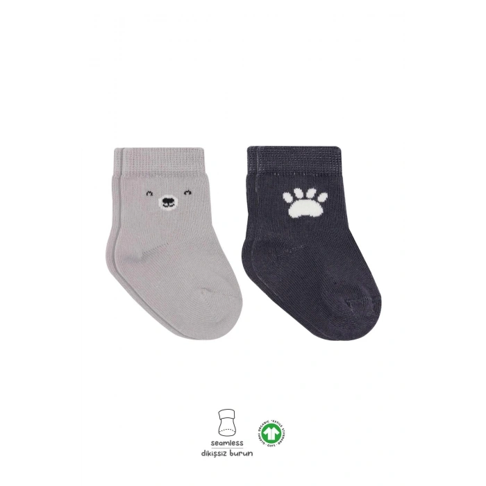 Bistyle Bear Penye Soket Çorap 2Li BS10116 Gri