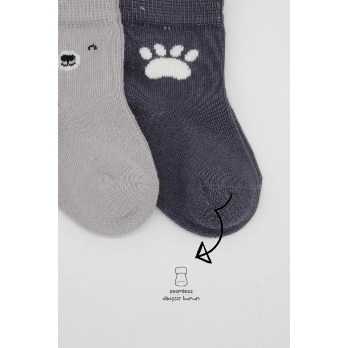 Bistyle Bear Penye Soket Çorap 2Li BS10116 Gri