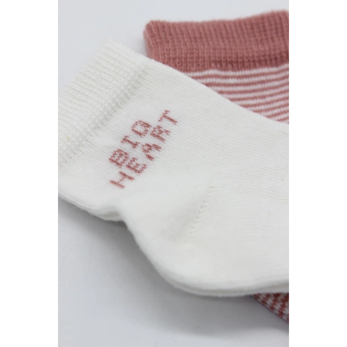 Bistyle Big Heart Penye Soket Çorap 2Li BS10117 Pudra