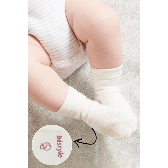 Bistyle Puanlı Kaymaz Penye Soket Çorap 3Lü BS10108 Pudra