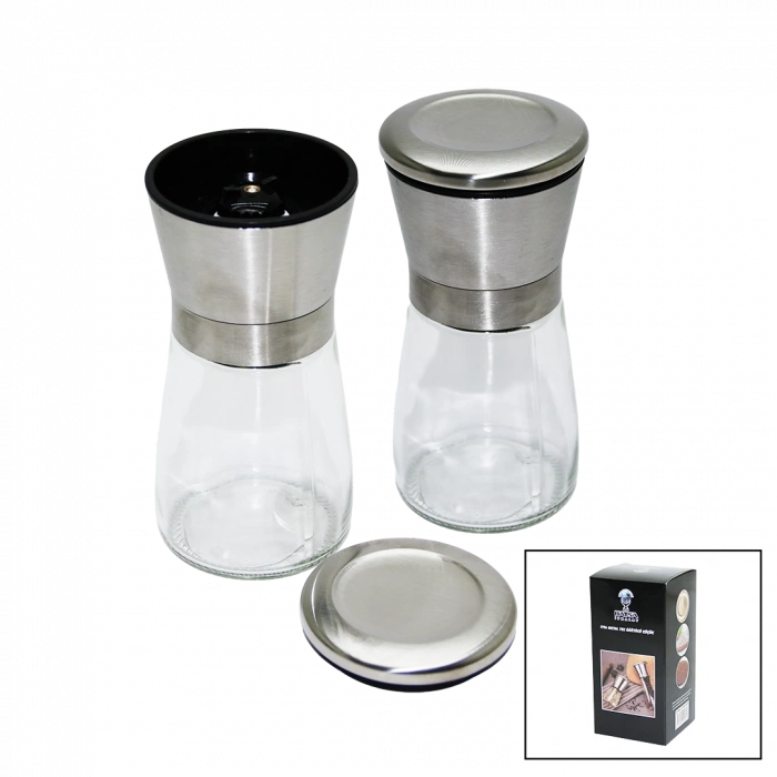 CAM HAZNELİ - METAL KAPAKLI KÜÇÜK TUZ - BAHARAT ÖĞÜTÜCÜ (5250)