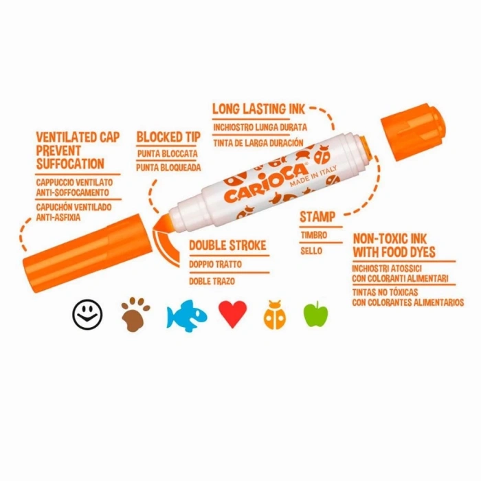 Carioca Stamperello Yıkanabilir Keçeli Boya Kalemi 6Lı