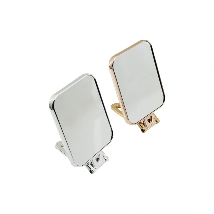 DİKDÖRTGEN   15X11.5CM  MAKYAJ AYNASI  ÇİFT TARAFLI   BRONZ - GÜMÜŞ PLS.ÇERÇEVE   KATLANIR AYAKLI (5250)