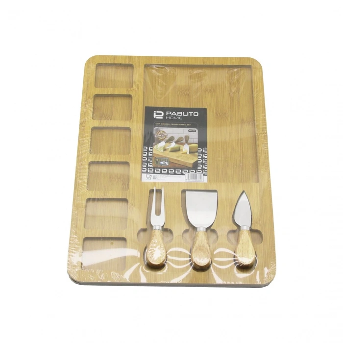 DİKDÖRTGEN  6+1 BÖLMELİ   MDF  KAHVALTI PEYNİR SUNUM PANOSU 3 BIÇAK=AHŞAP SAP 30X39.5CM (5250)
