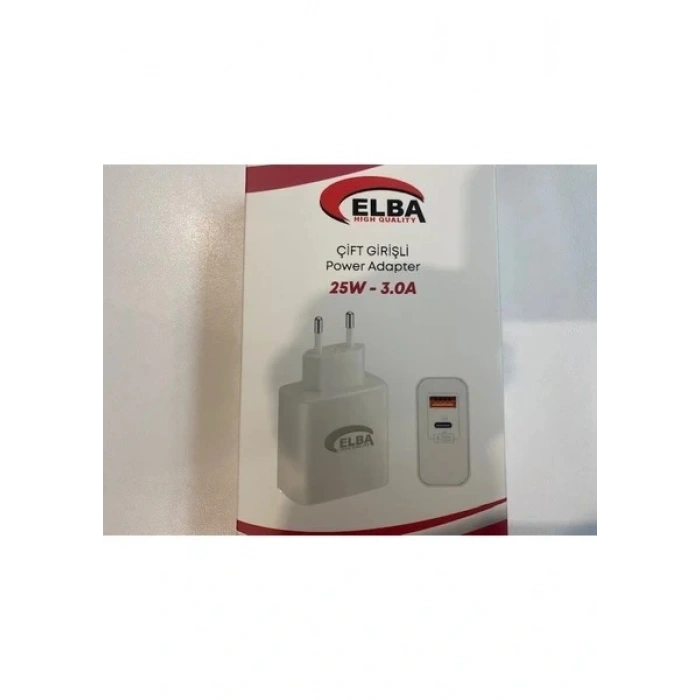 ELBA ELB15 25W 3.0A Usb-A To Usb-C Çift Girişli Hızlı Şarj Akım Koruma Isıya Dayanıklı EV Şarj Kafa