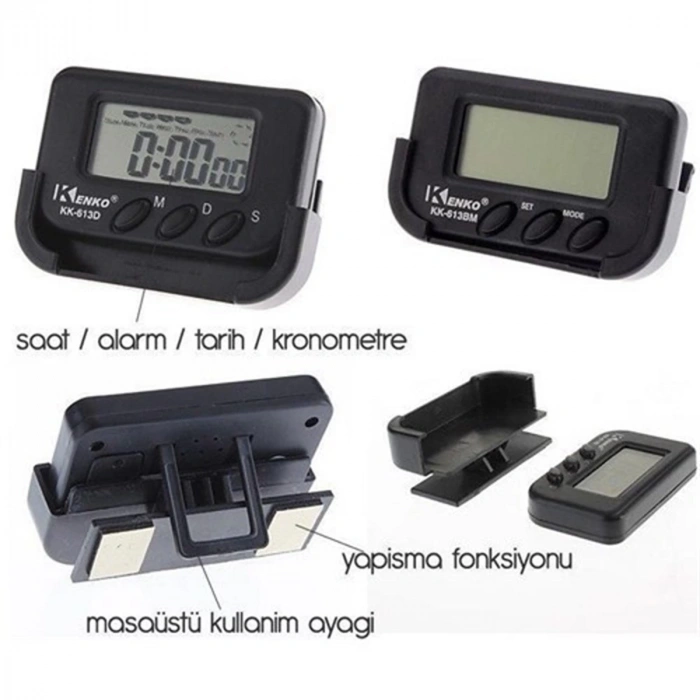 Ev ve Araç Tipi Dijital Saat Kronometreli Alarmlı Pilli Saat (5250)