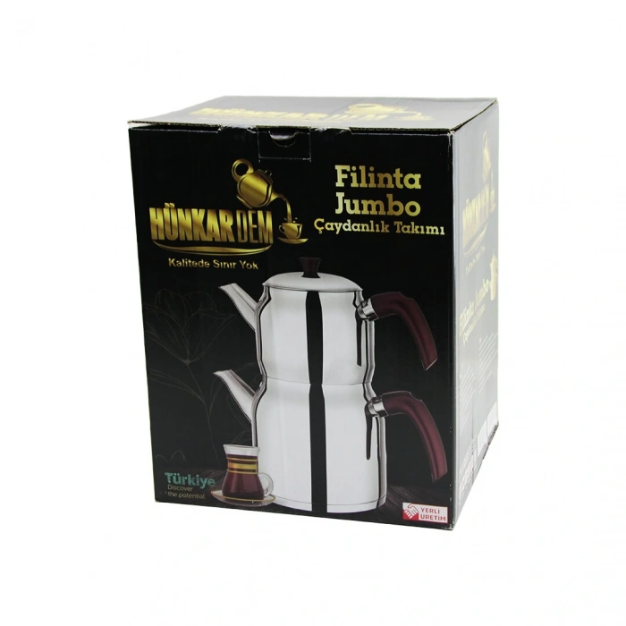FİLİNTA JUMBO BOY ÇELİK ÇAYDANLIK SETİ ÇİFT KAPAKLI RENKLİ BAKALİT KULP ÜST DEMLİK: 2LT - ALT SULUK: 4LT KENDİNDEN SÜZGEÇLİ (5250)