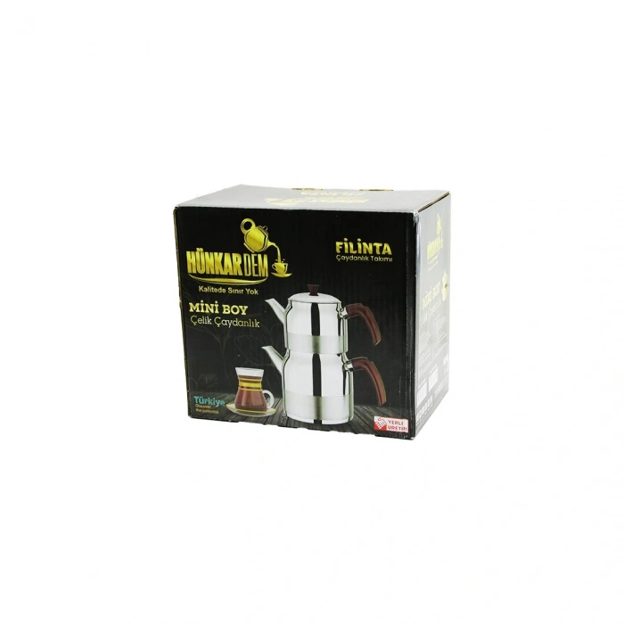 FİLİNTA MİNİ BOY ÇELİK ÇAYDANLIK SETİ ÇİFT KAPAKLI RENKLİ BAKALİT KULP ÜST DEMLİK: 1LT - ALT SULUK: 1.5LT KENDİNDEN SÜZGEÇLİ (5250)