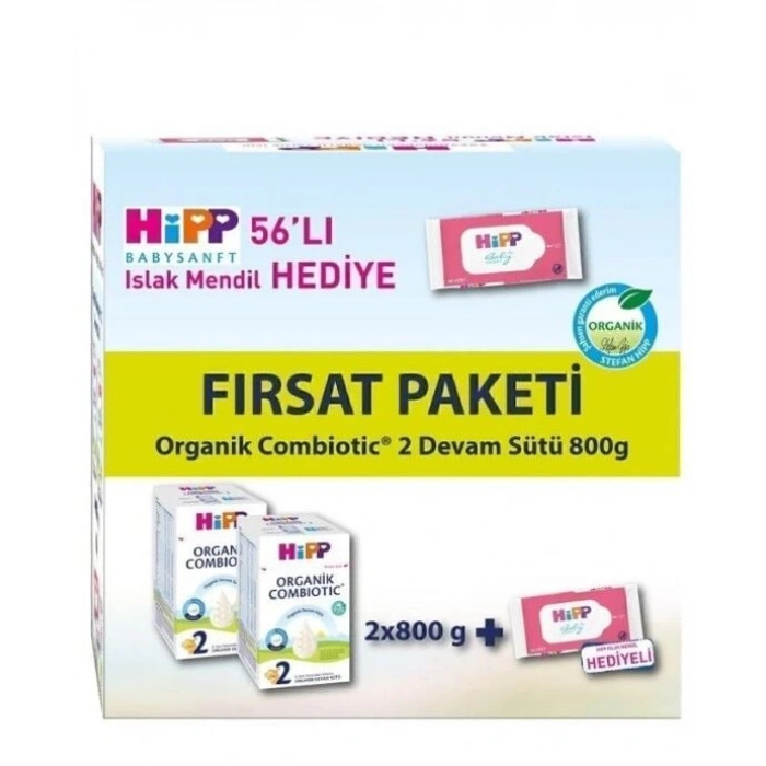 Hipp 2 Organik Combiotic Bebek Sütü 800 Gr X2 Islak Mendil Hediyeli