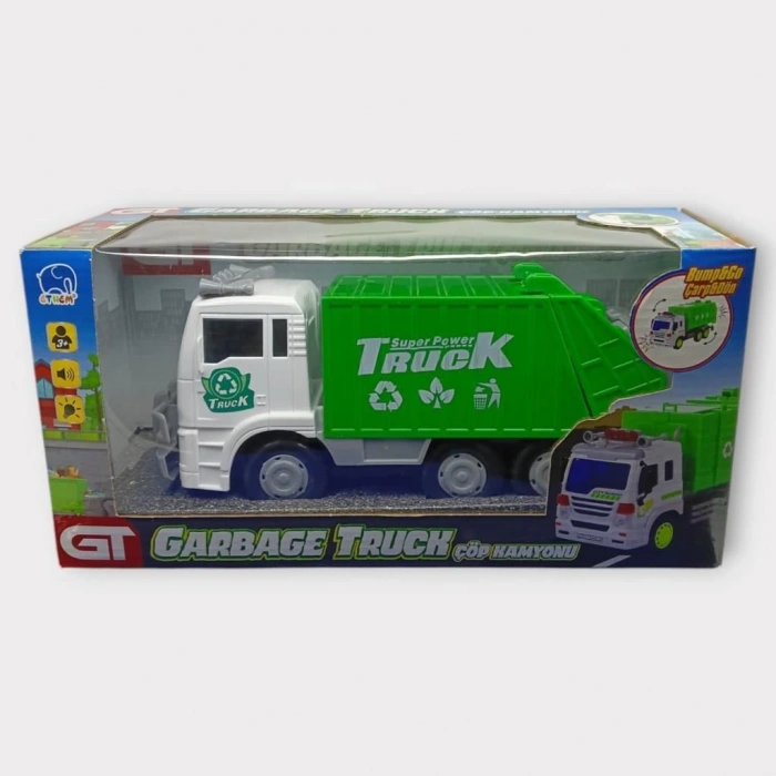 İş Makinaları Işıklı Sesli Çarp Dön 30cm - Çöp Kamyonu