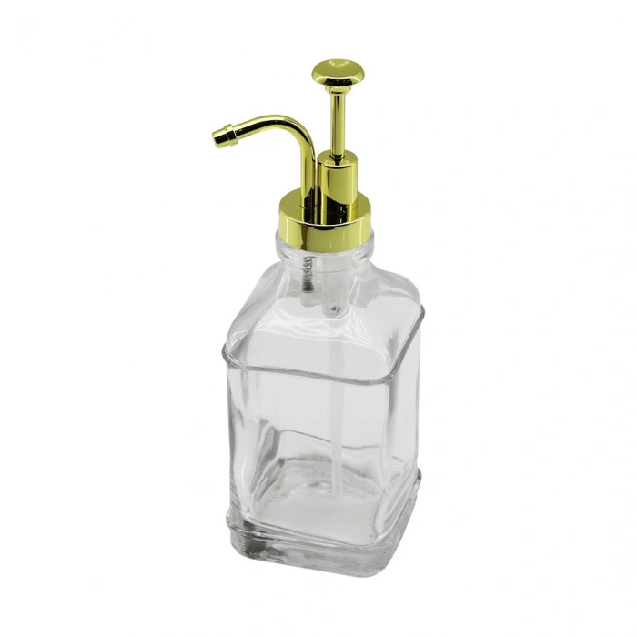 KARE CAM ŞİŞE - ŞEFFAF SIVI SABUNLUK 500ML POMPA - MUSLUK AYRIK MODEL BAŞLI (5250)