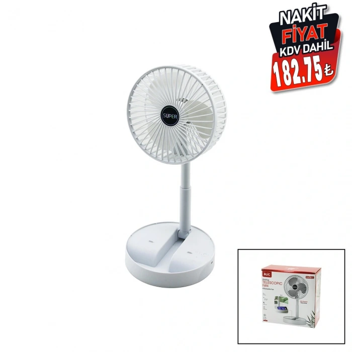 MASA ÜSTÜ VANTİLATÖR USB ŞARJLI KATLANIR FAN=16.4CM - UZAYAN AYAK=12.5-19CM 180 DERECE DÖNEBİLEN TELEFONLUKLU BWFN-11 (5250)