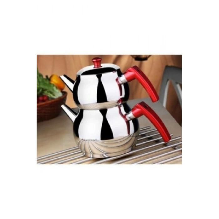 MİNİ 2LT KÜÇÜK BOY KÜRE ÇELİK ÇAYDANLIK SETİ - ÜST: 0.75LT - ALT: 1.4LT (5250)