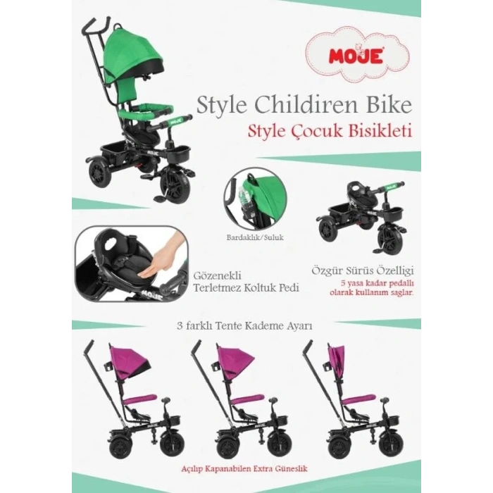 Moje Style 3 Tekerlekli Çocuk Bisikleti Haki