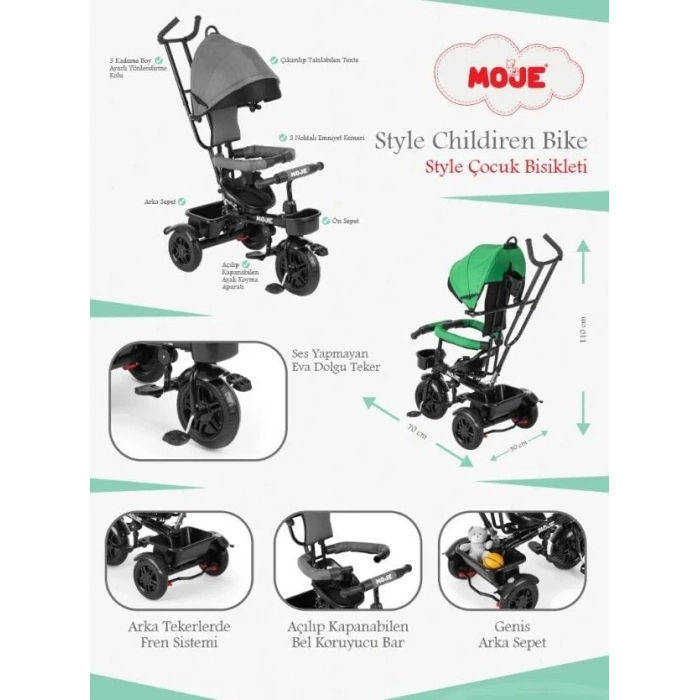 Moje Style 3 Tekerlekli Çocuk Bisikleti Sarı