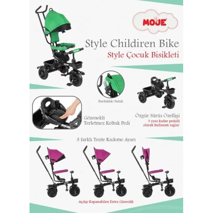 Moje Style 3 Tekerlekli Çocuk Bisikleti Siyah