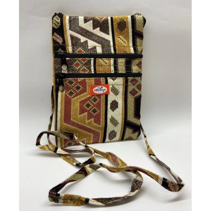 Otantik Desenli Fermuarlı Askılı Çanta Özel Dikim - GS302