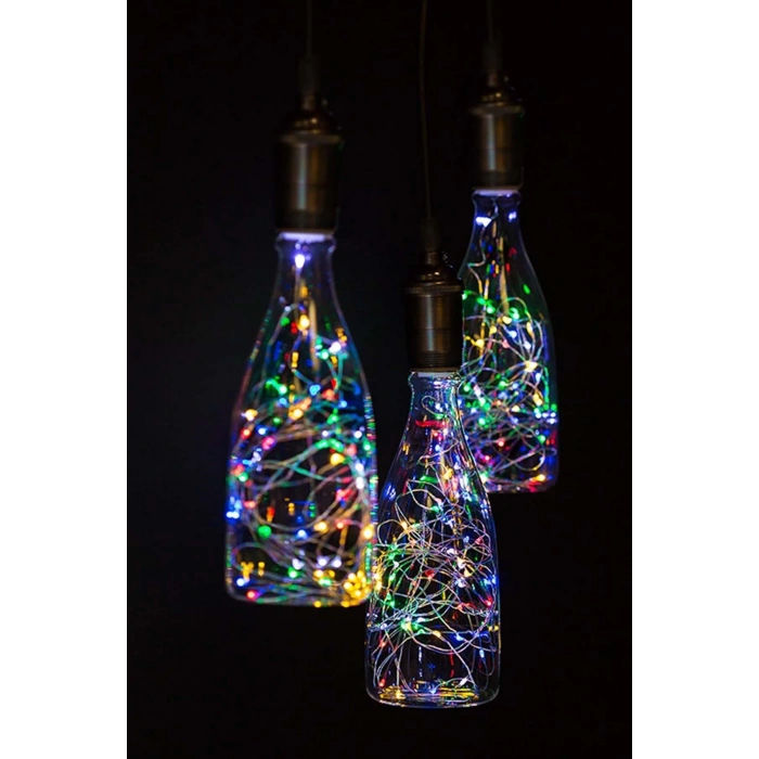 Pilli Renkli Peri Led Işık Dekoratif Aydınlatma 5 Metre RGB Led (5250)