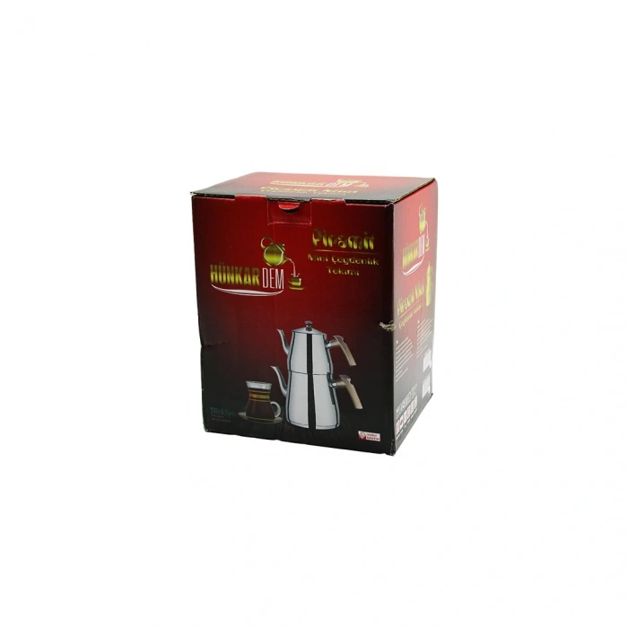 PRAMİT MİNİ BOY ÇELİK ÇAYDANLIK SETİ - TAKIMI RENKLİ BAKALİT KULP ÜST DEMLİK: 0.9LT - ALT SULUK: 1.5LT KENDİNDEN SÜZGEÇLİ (5250)