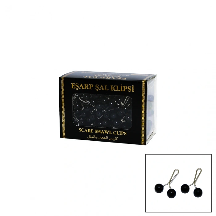 SİYAH 100 PARÇA  EŞARP BAŞÖRTÜ - ŞAL KLİPSİ (5250)