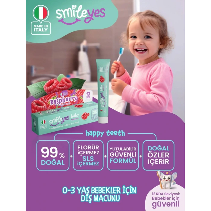Smileyes Baby Diş Macunu 0-3 Yaş 30 ml Raspberry