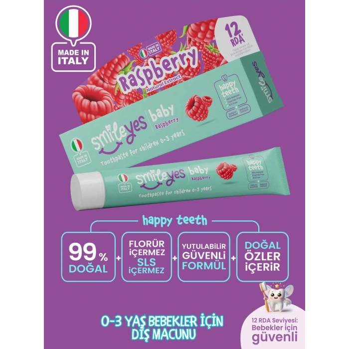 Smileyes Baby Diş Macunu 0-3 Yaş 30 ml Raspberry
