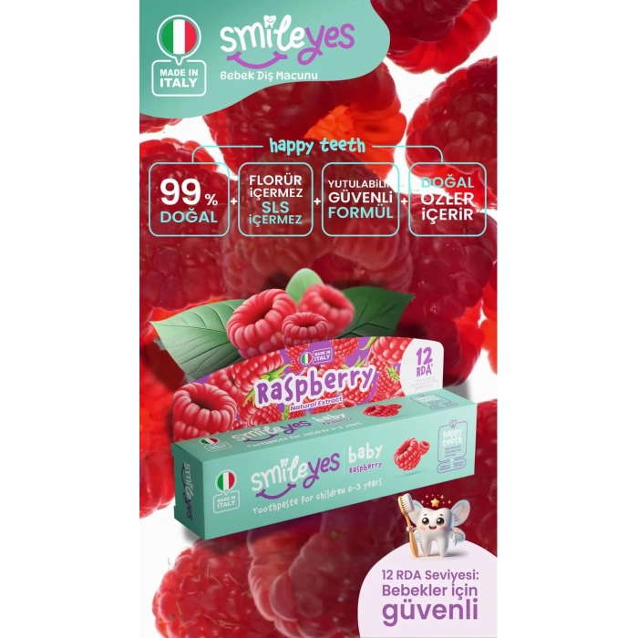 Smileyes Baby Diş Macunu 0-3 Yaş 30 ml Raspberry