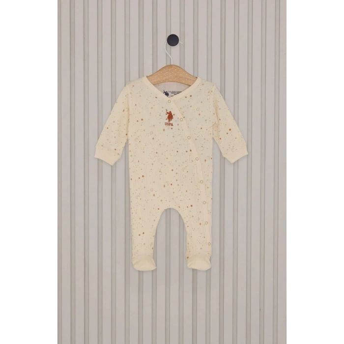 U.S.Polo Kız Bebek Patikli Tulum USB2110 Krem