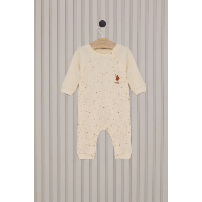 U.S.Polo Kız Bebek Uzun Kol Patiksiz Tulum USB2111 Krem