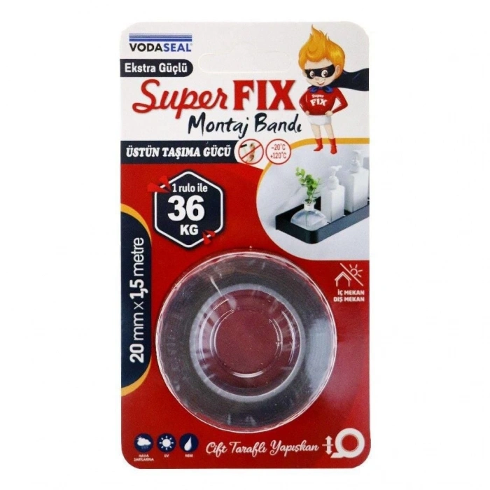 Vodaseal Superfix Çift Taraflı Montaj Bandı 20 mm x 1,5 Metre