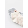 Bibaby Biorganic Cat 2Li Yaş Patik Çorap 68427 Ekru Gri