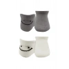 Bistyle 2Li Sneakers Smile Penye Çorap BS20106 Gri Ekru