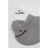 Bistyle 2Li Sneakers Smile Penye Çorap BS20106 Gri Ekru