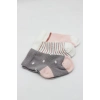 Bistyle 3Lü Penye Kız Soket Çorap BS10112 Gri